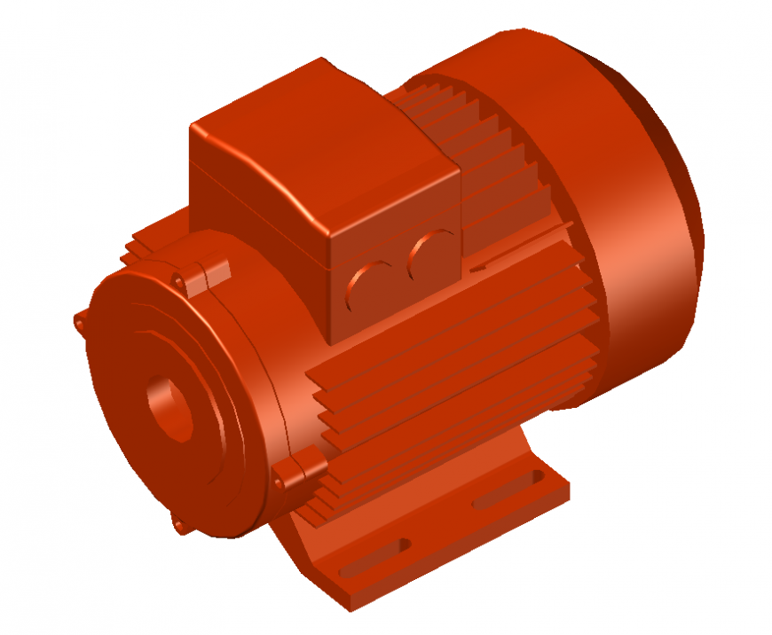 Water pumping electric motor detail elevation 3d model autocad file