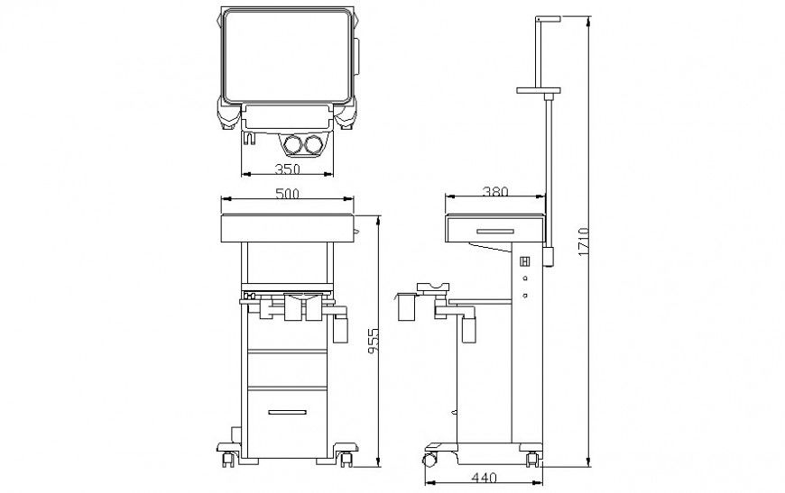Water purifier block detail elevation drawing in autocad