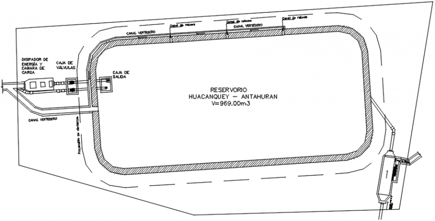 Water reservoir and irrigation system for canal cad drawing details dwg file