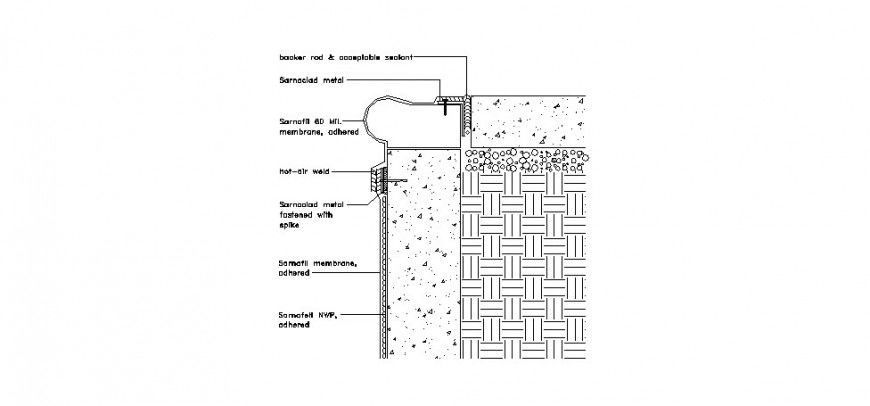 Water resistance wall block constructive structure details dwg file