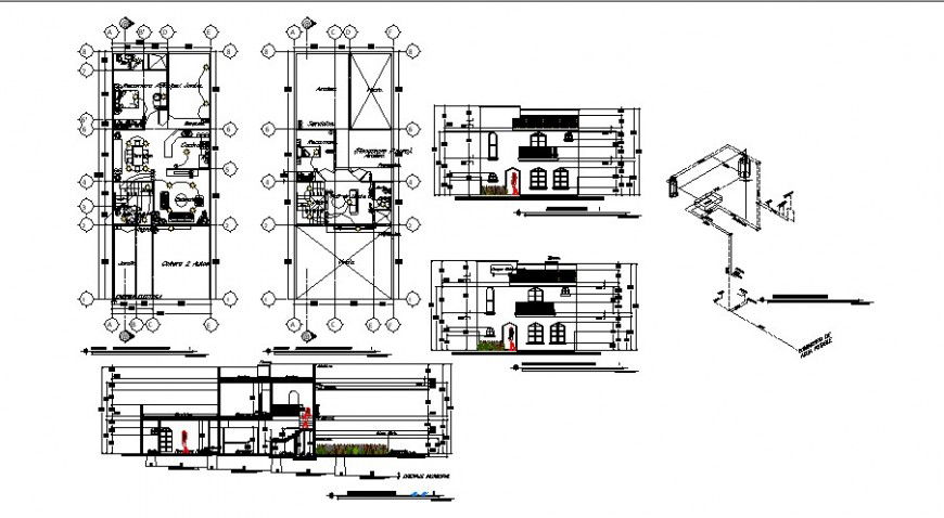 Water supply line plan and isometric view for housing area in auto cad
