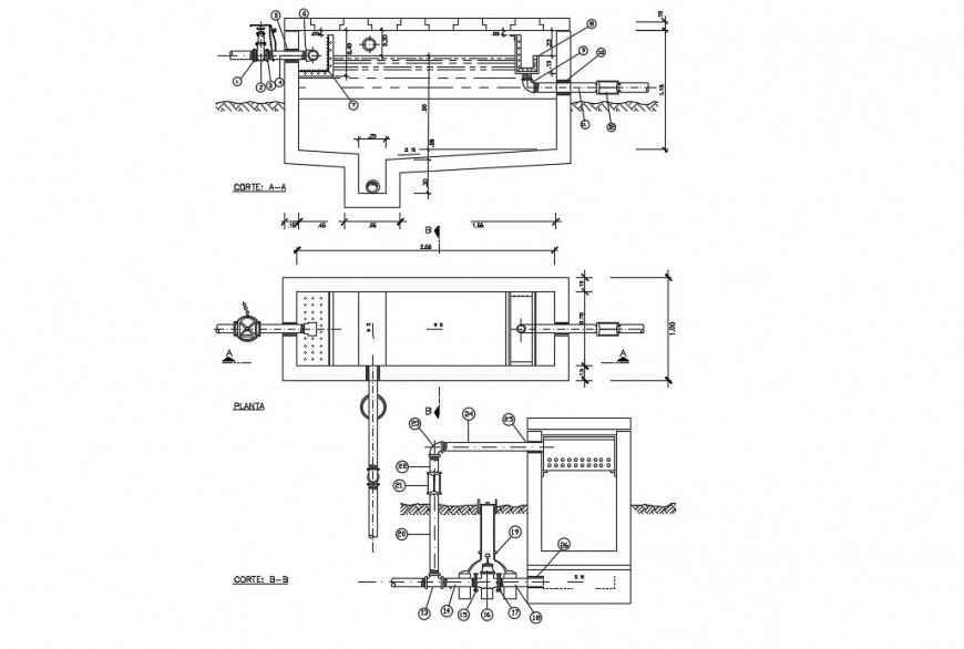 Water tank 2d view CAD structural blocks dwg autocad file