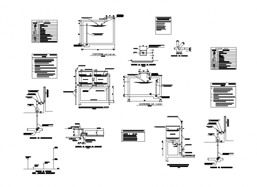 Water tank and constructive plumbing details of corporate building dwg file