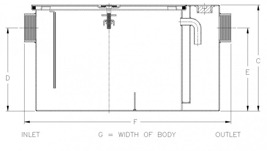 Water tank constructive structure detail 2d view layout file in dwg format