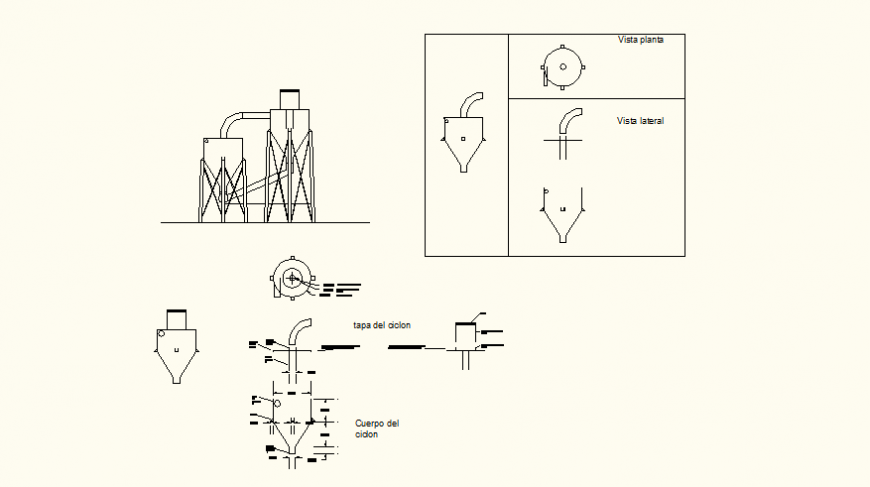 Water tank detail elevation and plan autocad file