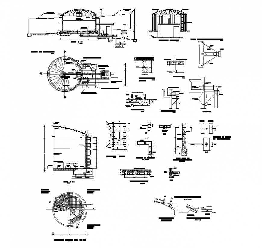 Water tank detail structure plan and elevation 2d view layout file