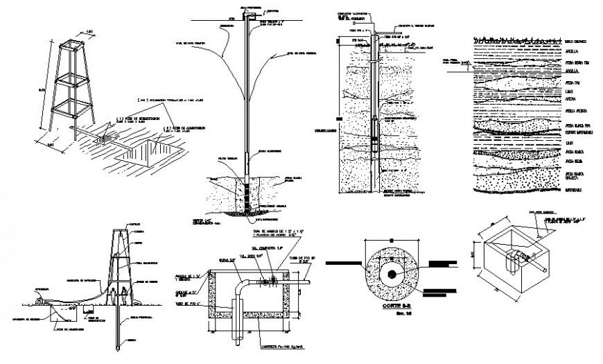 Water tank details sectional units drawing in autocad