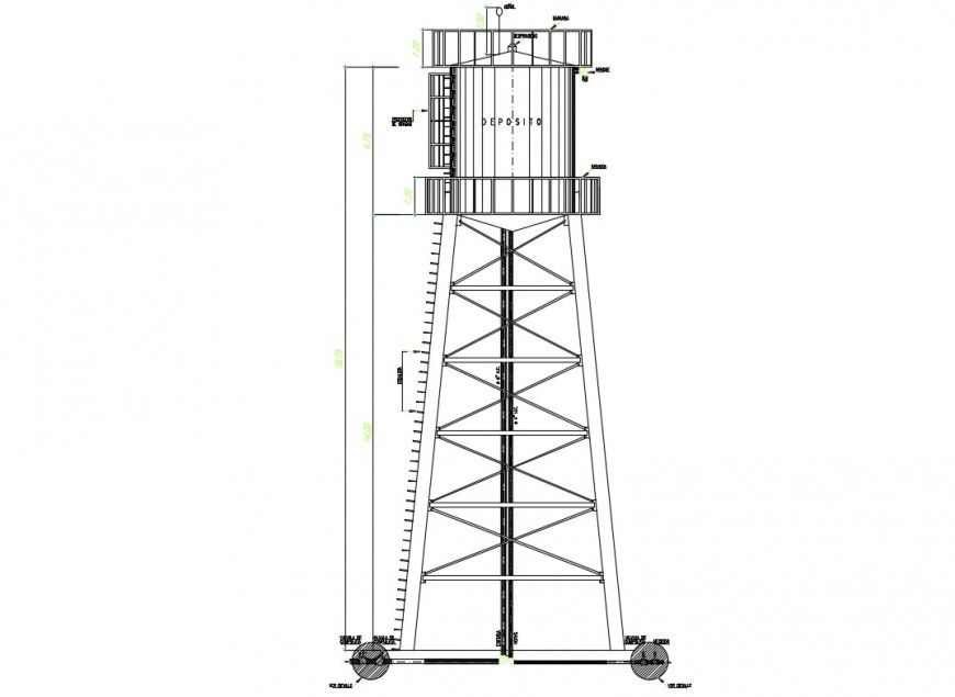 Water tank facade elevation cad drawing details dwg file