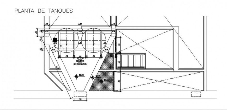 Water tank for kitchen section and plumbing details dwg file