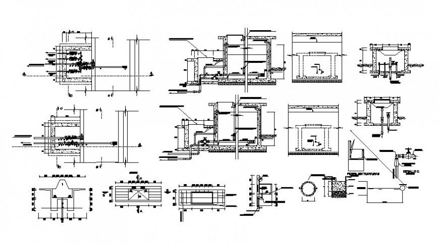 Water tank plumbing blocks construction detail drawing in autocad