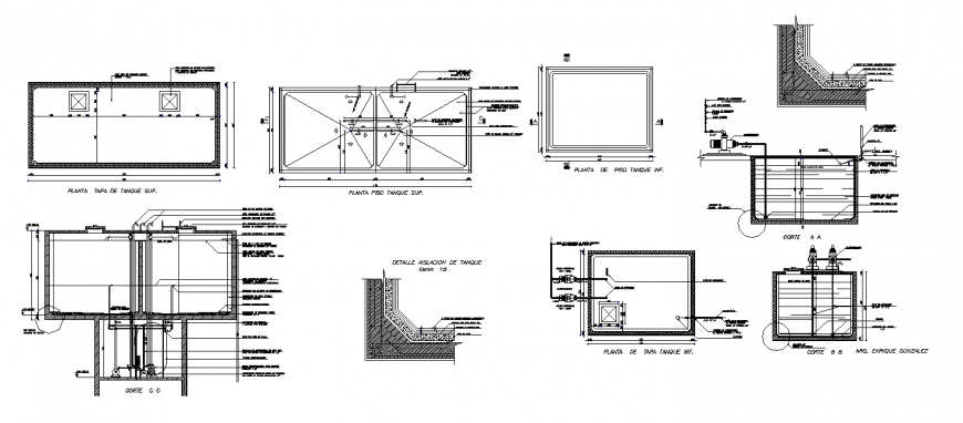 Water tank pumping detail in dwg file.