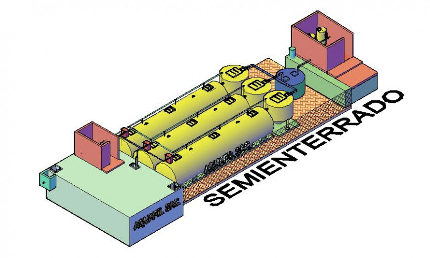 Water tank purification process drawings 3d model autocad file