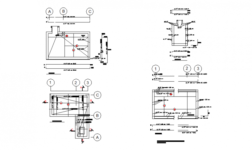 Water tank structure and construction drawing in dwg file.
