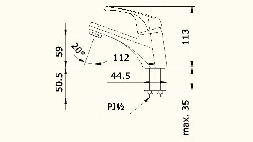 Water tap detail elevation autocad file
