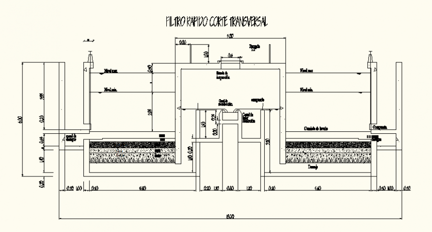 Water treatment plant elevation and plan layout file
