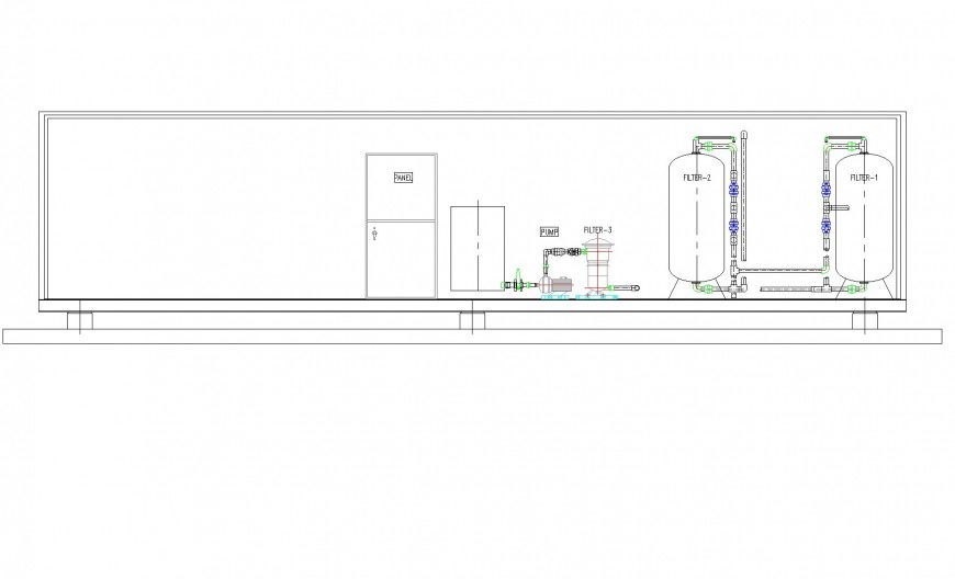 Water treatment plant elevation layout file