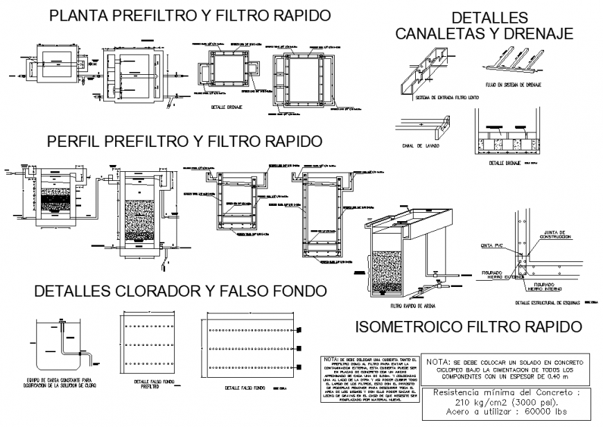 Water treatment plant in dwg file