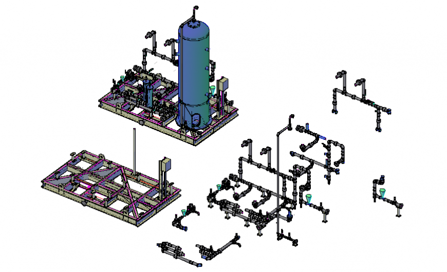 Water utility processing plant isometric view cad drawing details dwg file