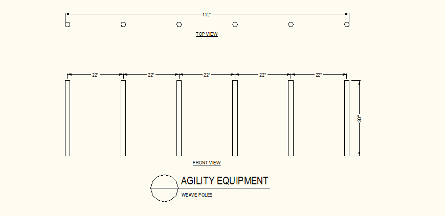 Weave poles agility equipment detail plan layout file