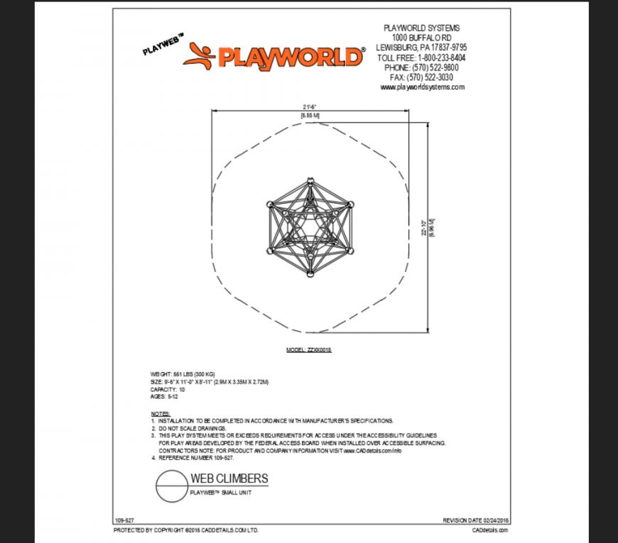 Web climber small unit play area play equipment model details dwg file