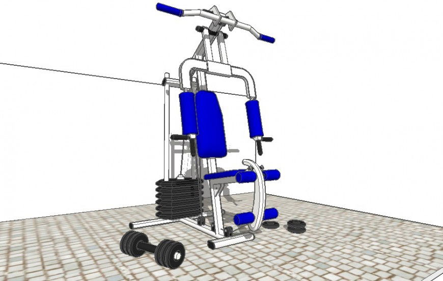 Weight lifting 3d elevation equipment detail model dwg file