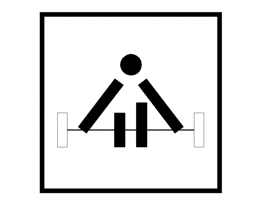 Weight lifting sign and symbol 2d view layout file in autocad format