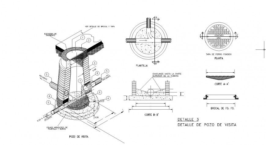Well detail drawing in dwg AutoCAD file.