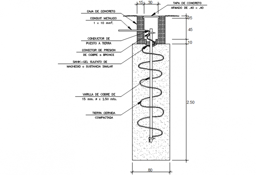 Well to earth concrete construction and plumbing structure details dwg file