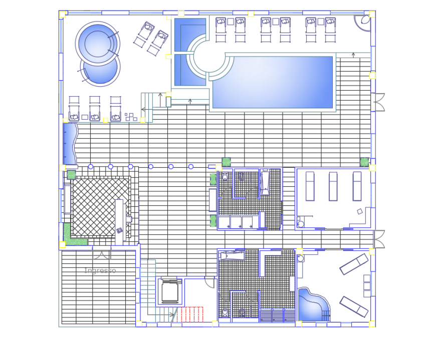 Wellness health center architecture layout plan details dwg file
