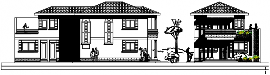 West elevation of housing area in AutoCAD file
