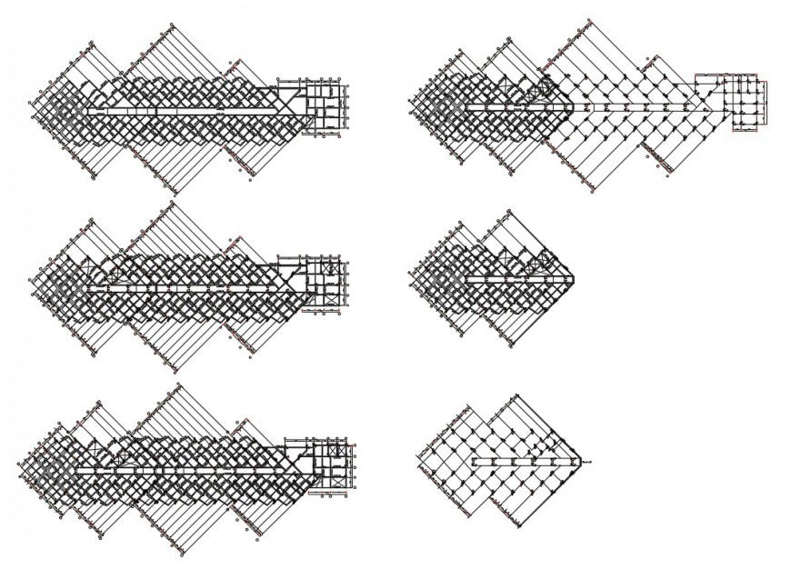 West wing hotel multi-level all floors framing plan details dwg file