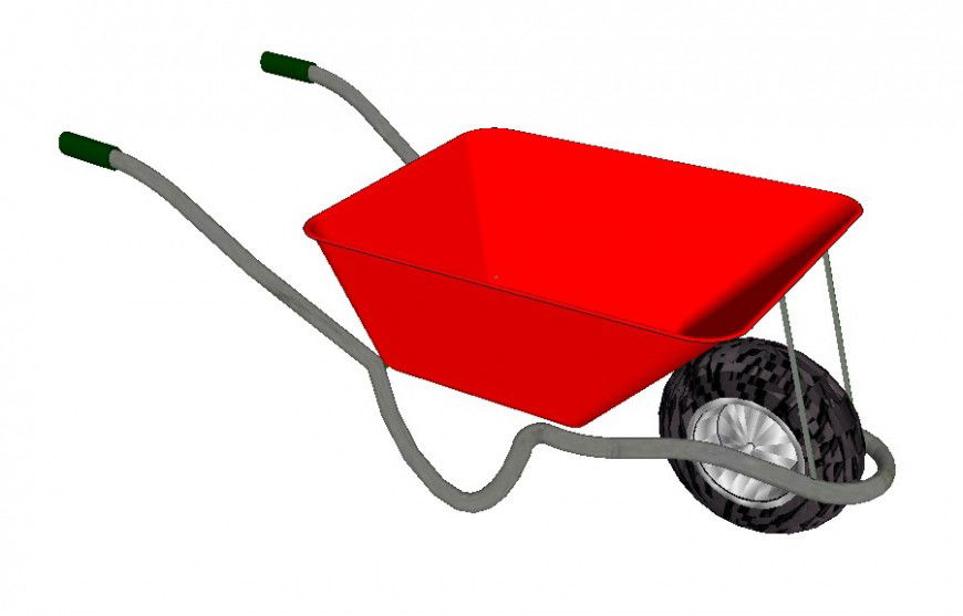 Wheel barrow trolley detail 3d model layout sketch-up file