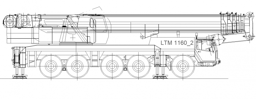 Wheel based type Crane truck detail elevation layout file