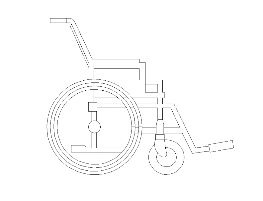 Wheel chair side elevation block cad drawing details dwg file