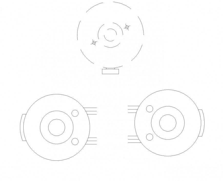 Wheel nut bolt plan detail dwg file