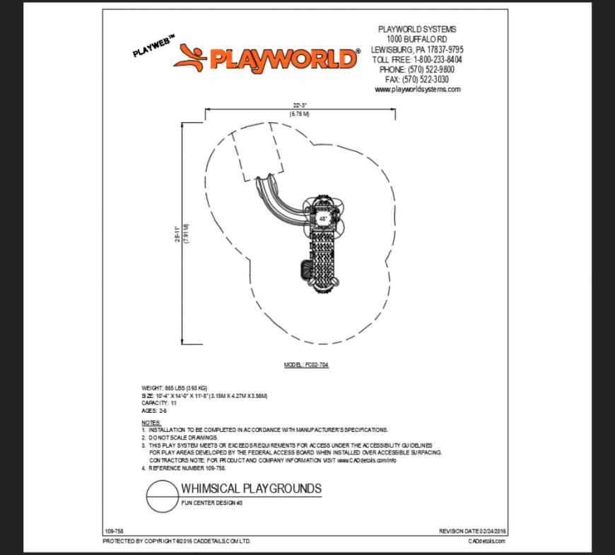 Whimsical play ground fun center system play area structure details dwg file