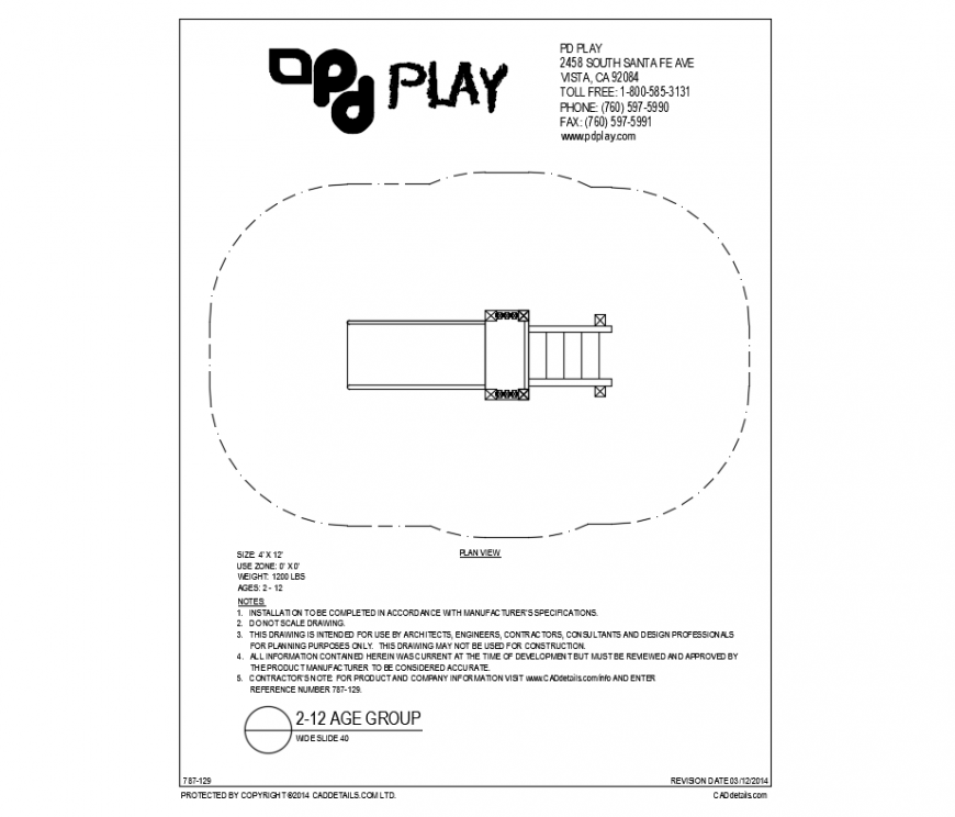 Wide stair slide for kids play for kinder garden dwg file