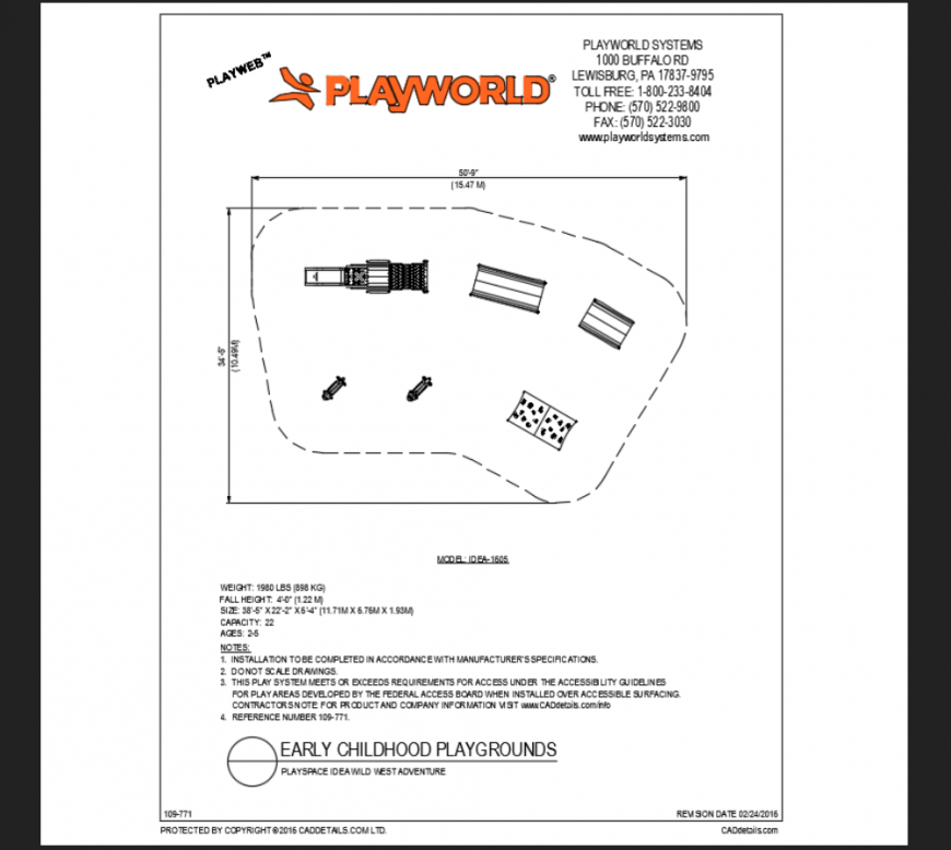 Wild west adventure play space play area equipment details of theme park dwg file
