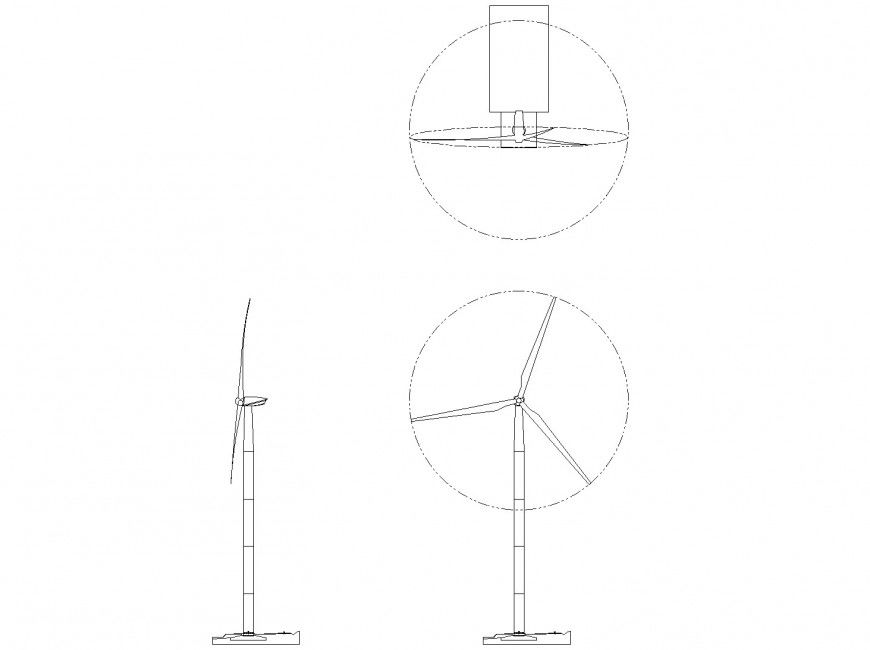 Wind Turbine Plan DWG AutoCAD File Free Download for Engineers