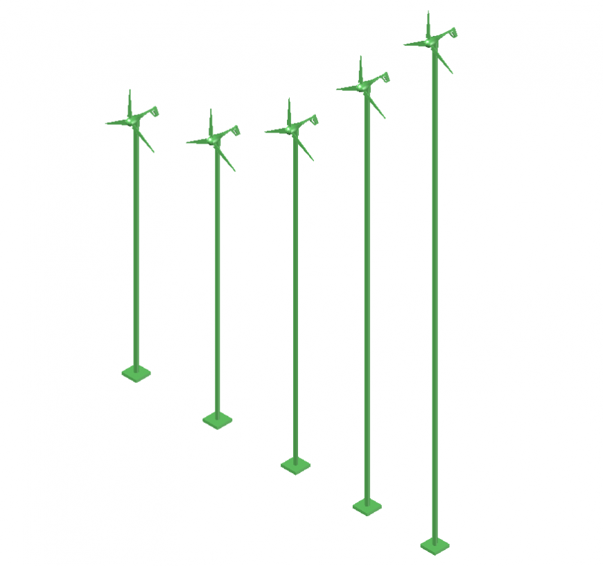 Windmill detail elevation layout 3d model autocad file