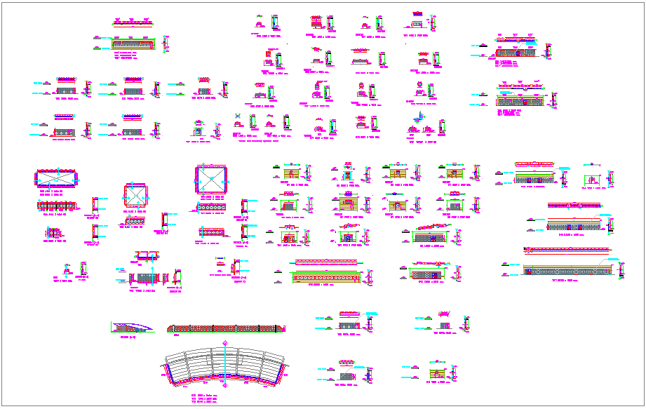 window detail types and dimension dwg file