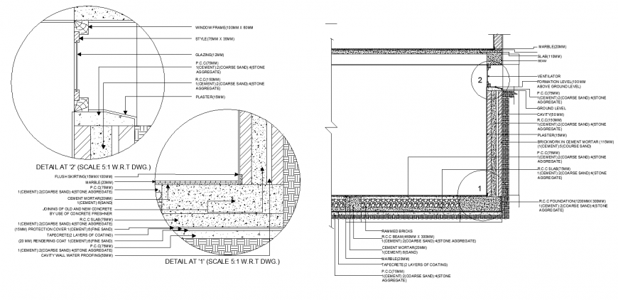 Window and door joinery section details in dwg file.
