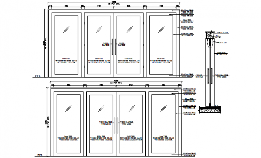 Window blocks drawings details 2d view elevation and section dwg file