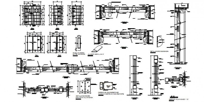 Window blocks drawings elevation and section detail dwg file