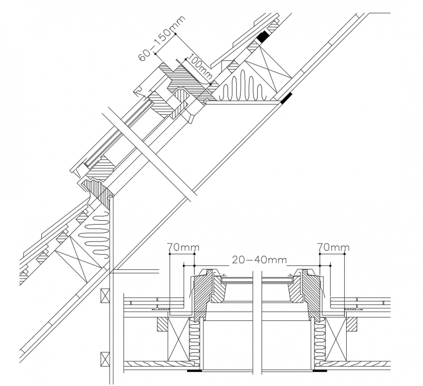 Window coupling and installation cad drawing details dwg file