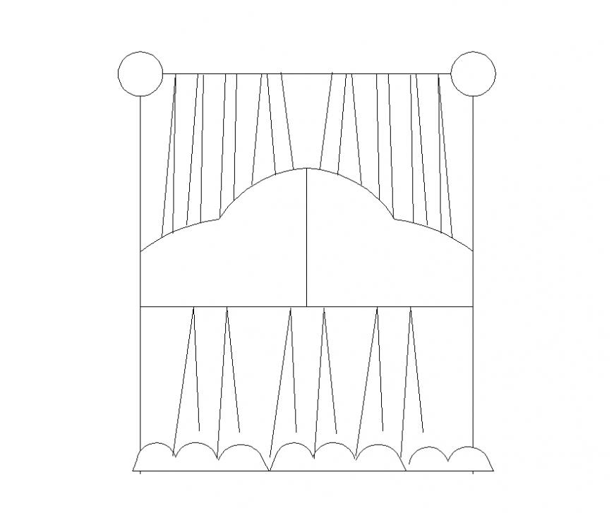 Window different style curtain elevation 2d view dwg file