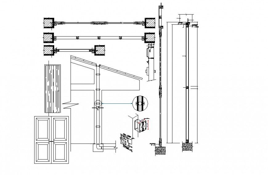 Window elevation, coupling and installation cad drawing details dwg file
