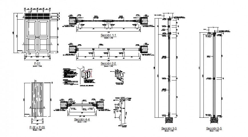 Window Elevation and Door Installation Details in DWG file