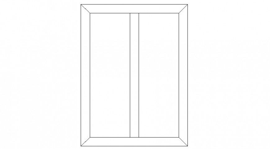 Window frame design details 2d view elevation autocad file