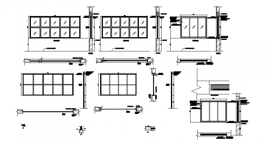 Window framing design 2d view CAD drawings autocad file